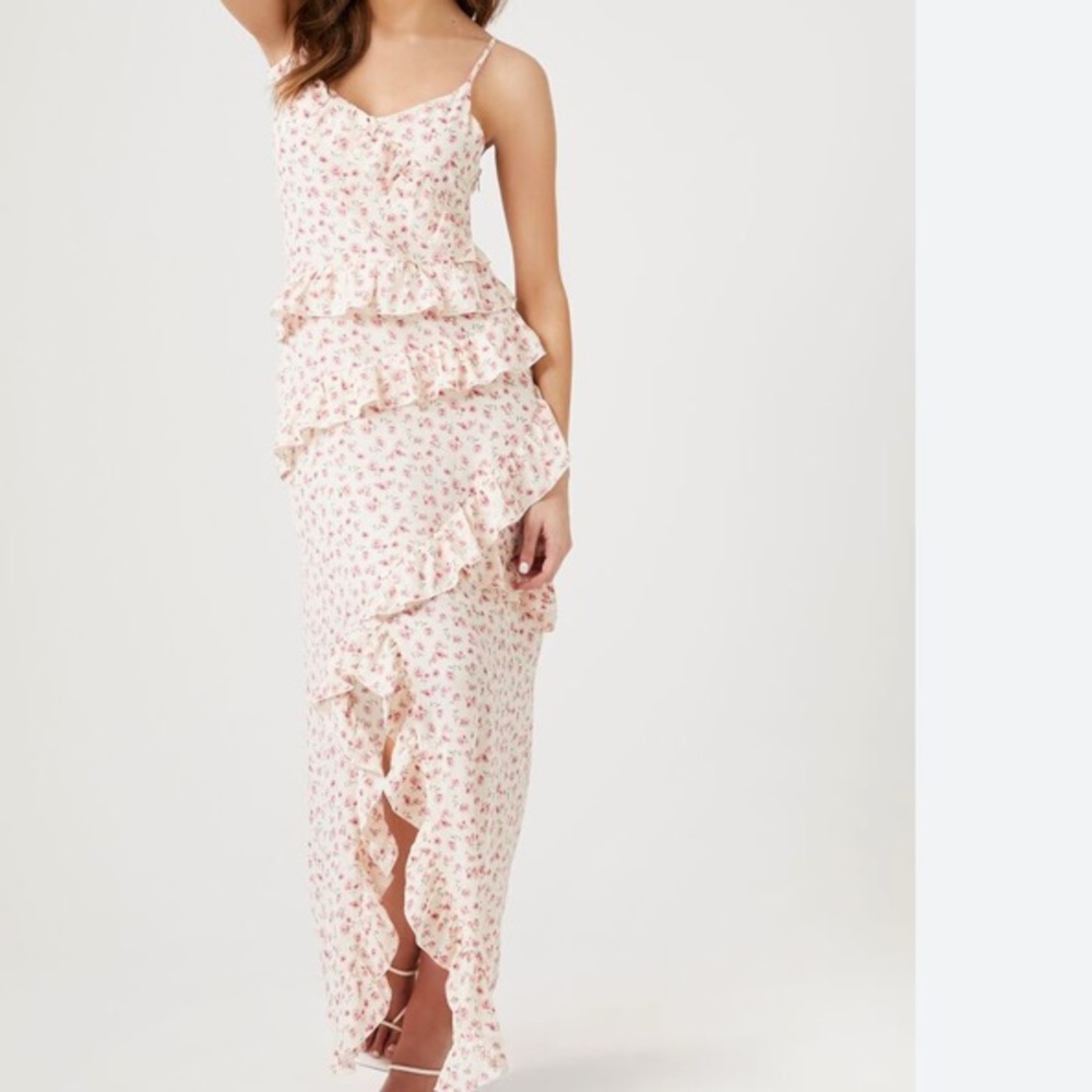 FOREVER 21 Ditsy Floral Tiered Maxi Dress XL